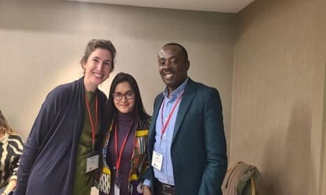 From the right - Godfrey Mwesigye (IRC), Rafiath Rashid Mithila (BRAC) and Sarah Kabay (IPA) – panelists for the session on two-generation programs at CIES - Kulea Watoto